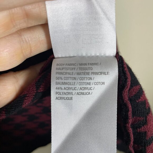 dennis basso Women's Red Black Open Cardigan Sweater M Cotton Blend! - Picture 3 of 5